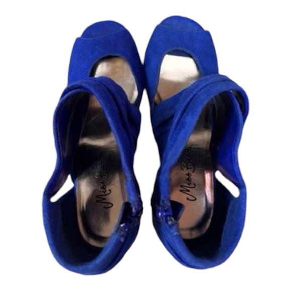 Miss Bisou Blue Suede Ankle Wrap Heels | Size 7.5 - Picture 4 of 6
